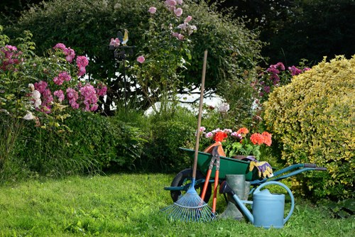 Well-maintained Hornsey garden with tidy lawn and borders